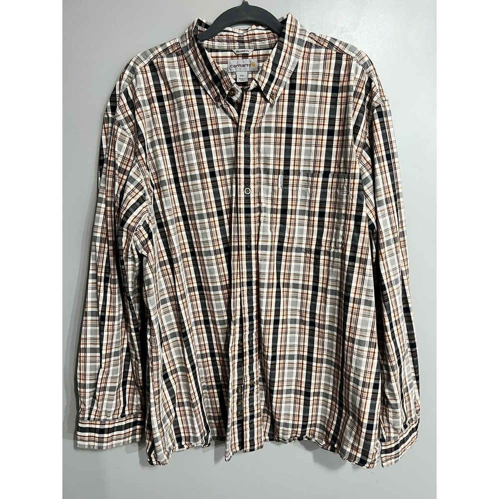 Men's Carhartt Long Sleeve Button Down Shirt Size‎ 2XL Plaid Relaxed XXL - Picture 2 of 6